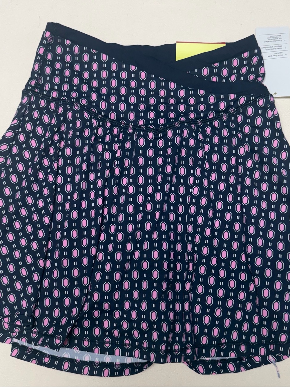 all in motion Navy Skater Skirt with Pink Geometric Print